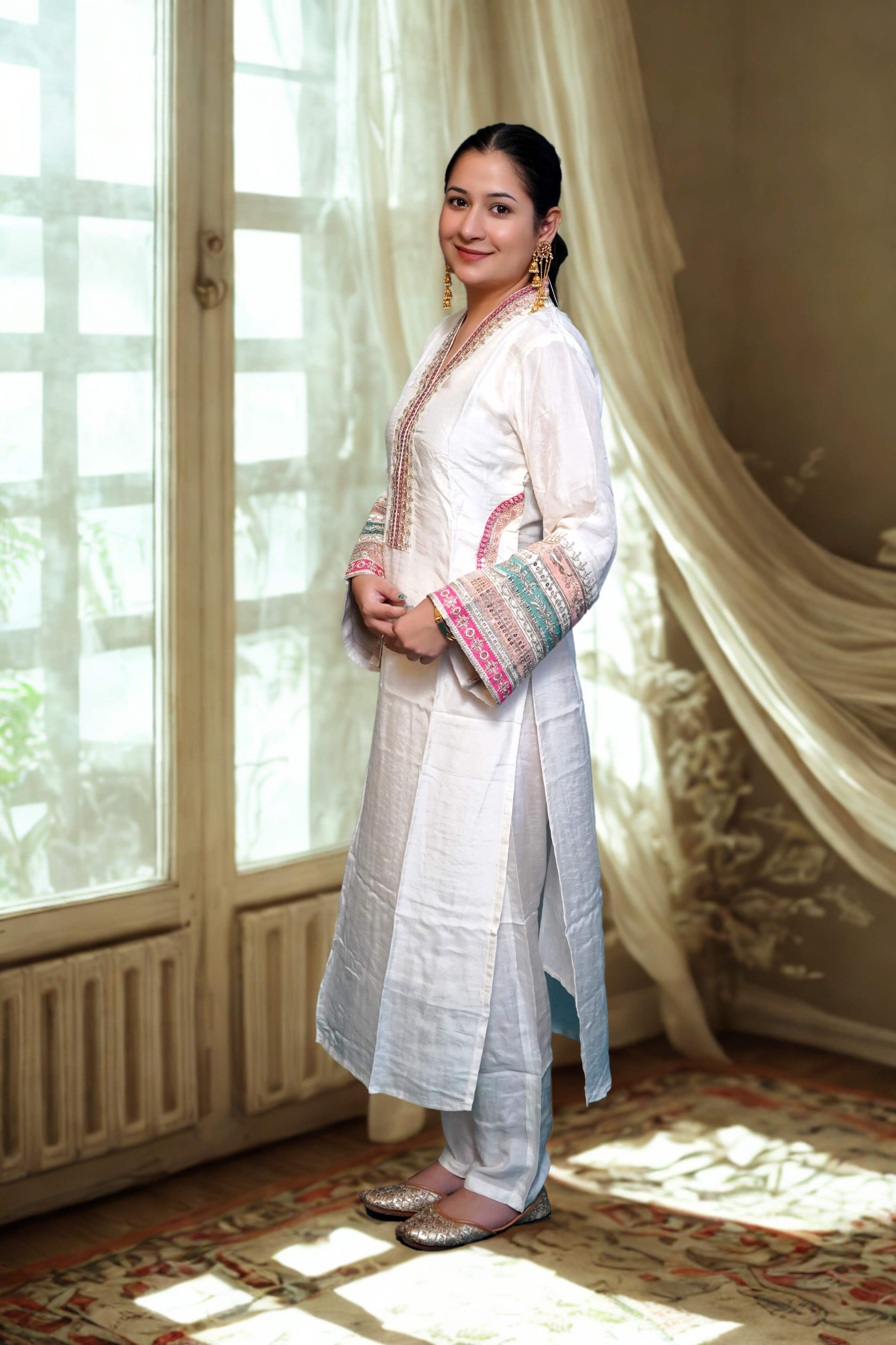 Pakistani Suit with Pink-Peach Dupatta