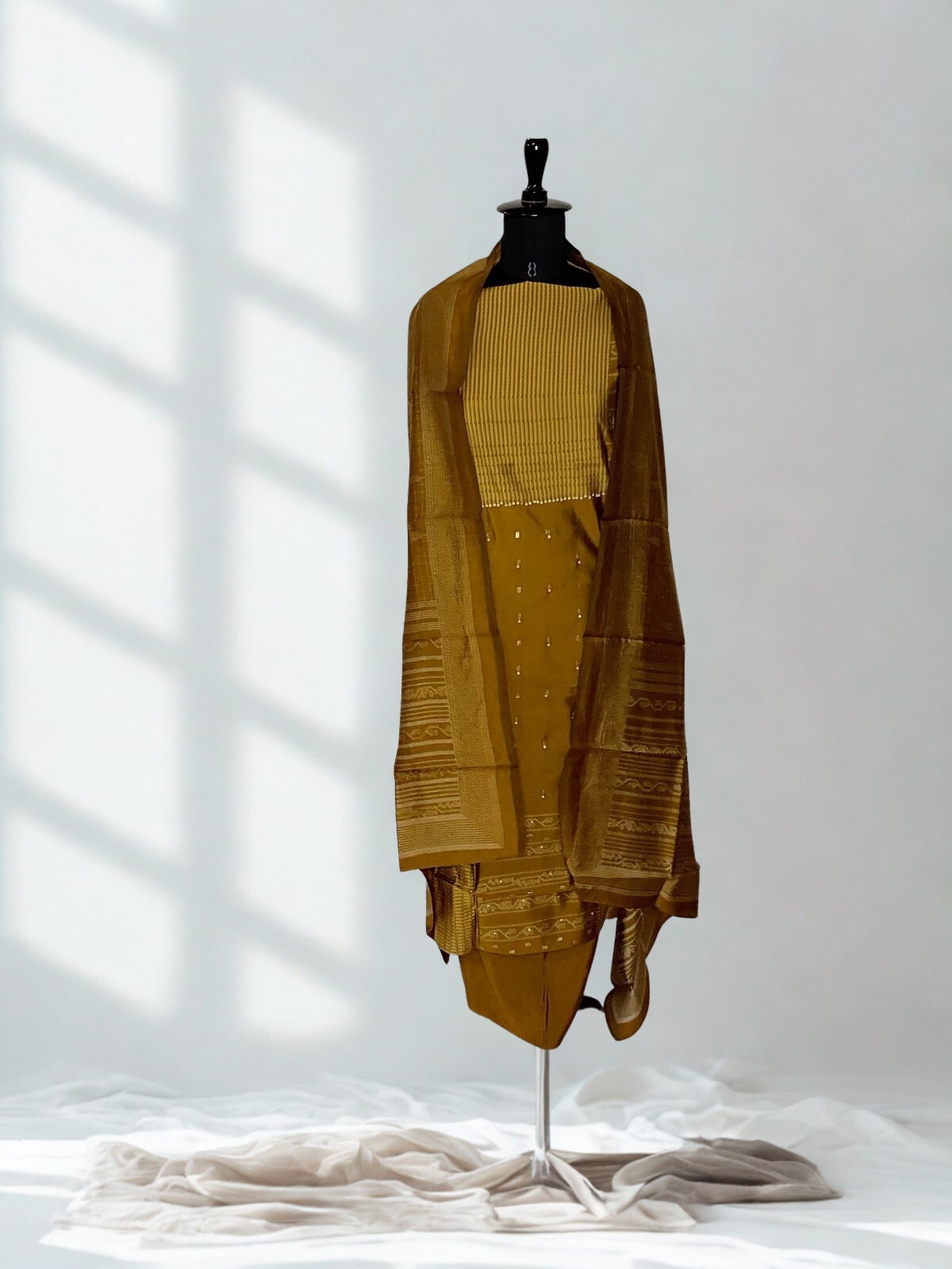 Elegant Mustard Silk Cotton Suit