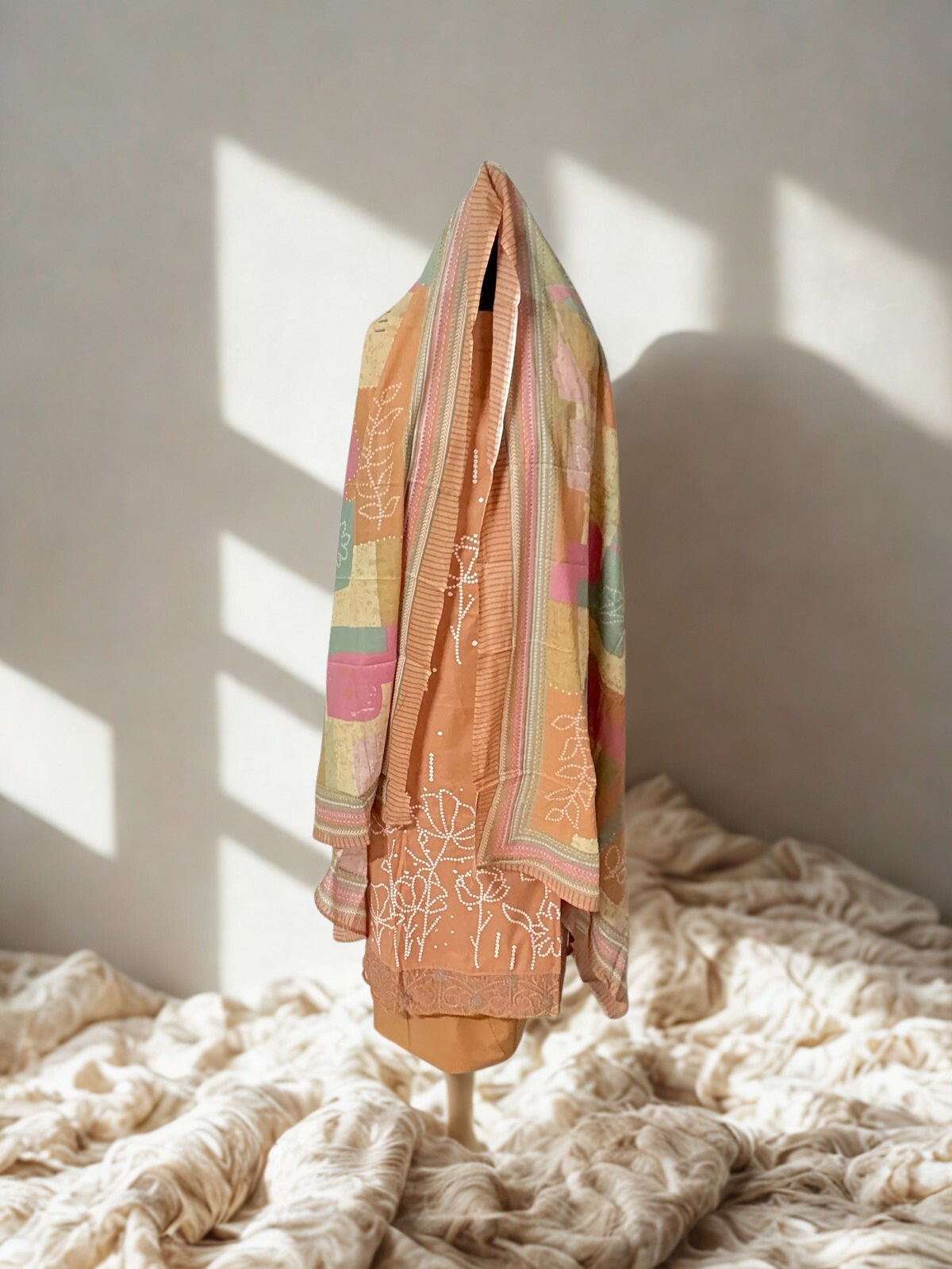 Rust Orange Embroidered Suit Set