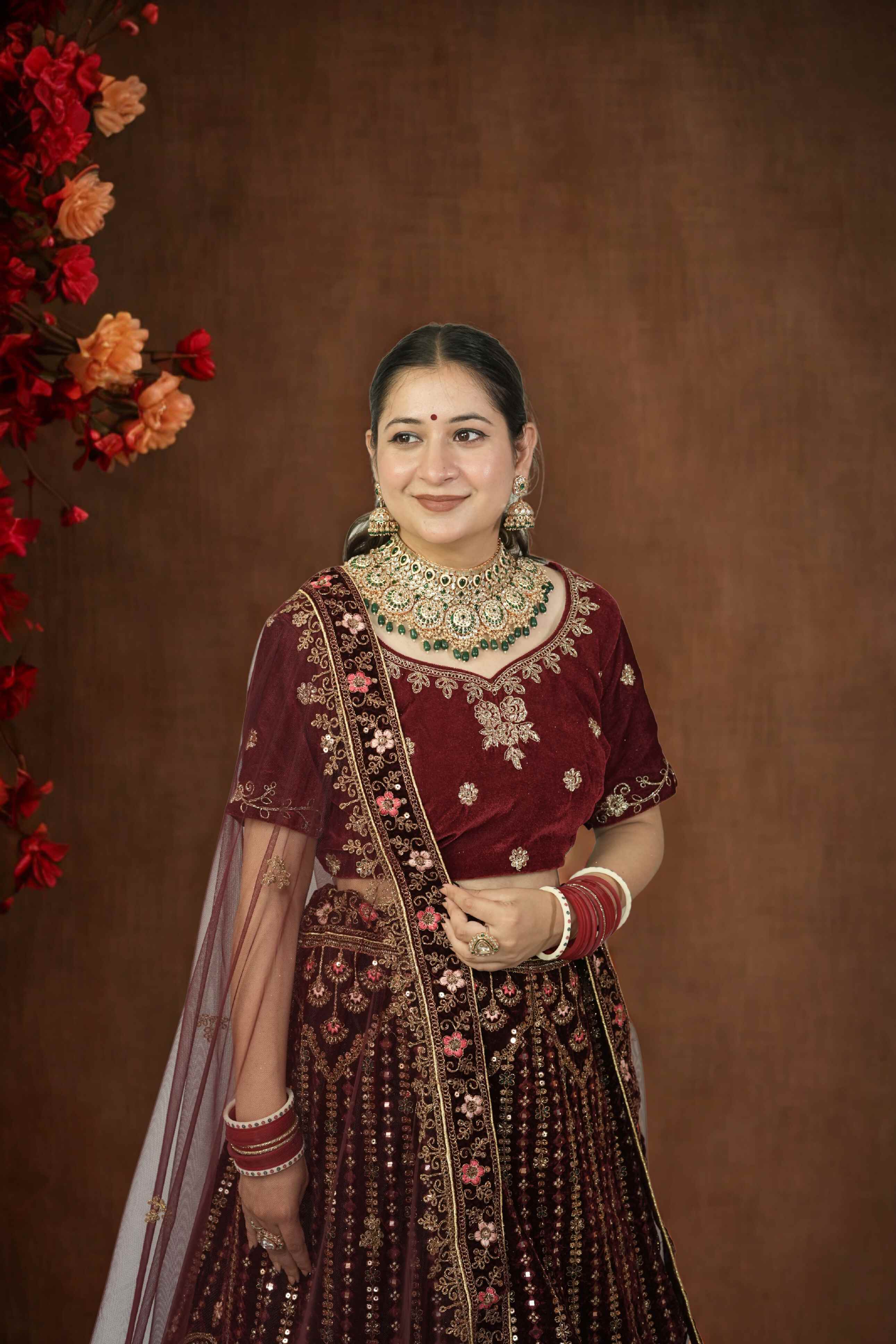 Maroon Heirloom Panelled Bridal Lehenga