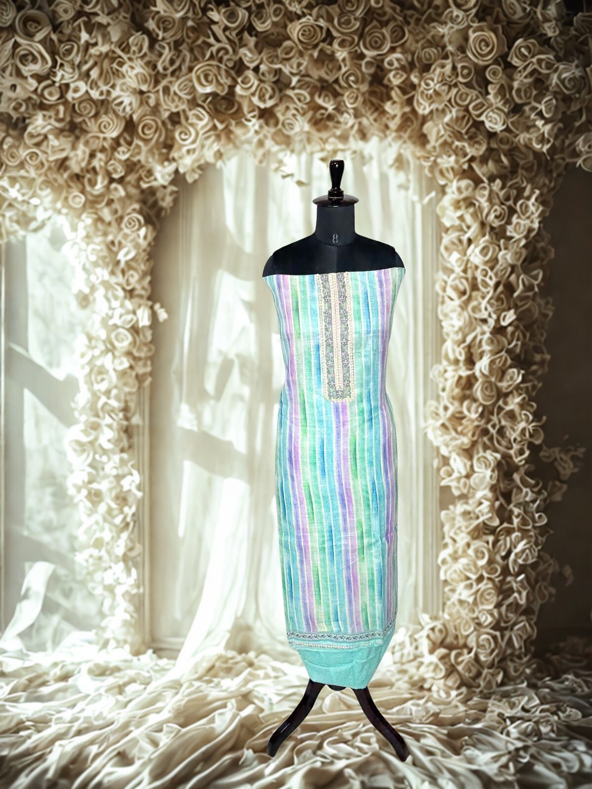 Pastel Cotton Suit with Floral Print